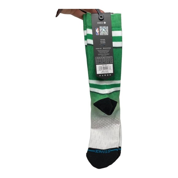 Stance Boston Celtics Fader Green and White Crew Socks- Large - Picture 4 of 4